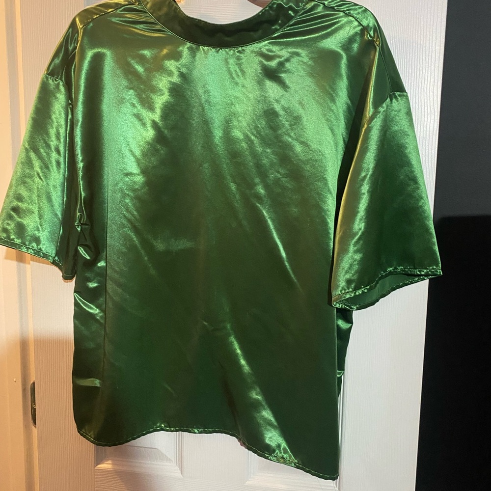 Elegant Green Satin Women's Top
